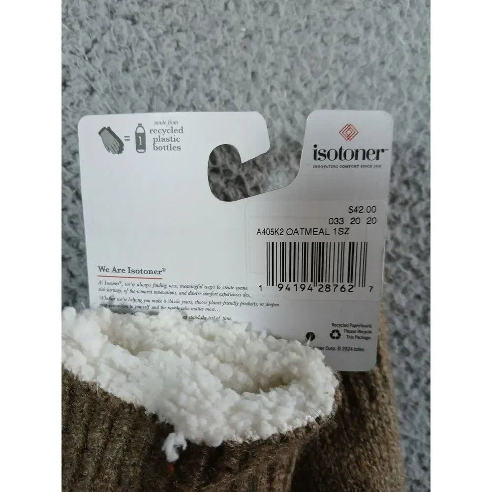 NEW Isotoner Gloves Womens One Size Oatmeal Lined A405K2